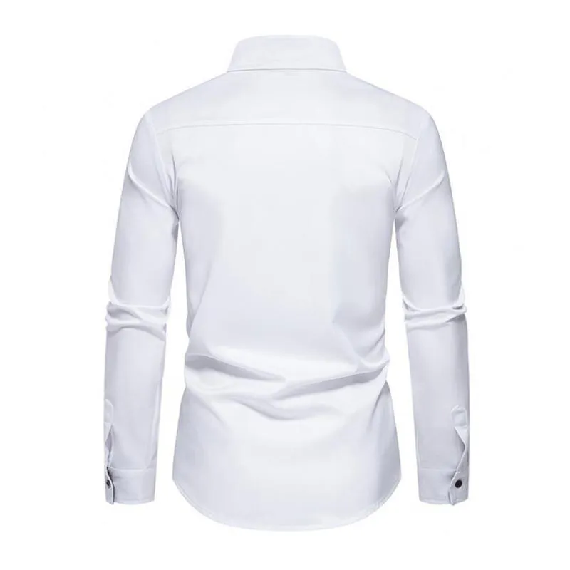 Men's Casual Contrast Color Lapel Patch Pocket Slim Fit Long Sleeve Shirt 86951430M sold by Manly product image thumbnail 3