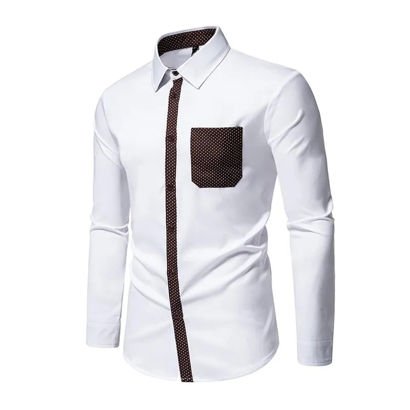 Men's Casual Contrast Color Lapel Patch Pocket Slim Fit Long Sleeve Shirt 86951430M sold by Manly product image thumbnail 2