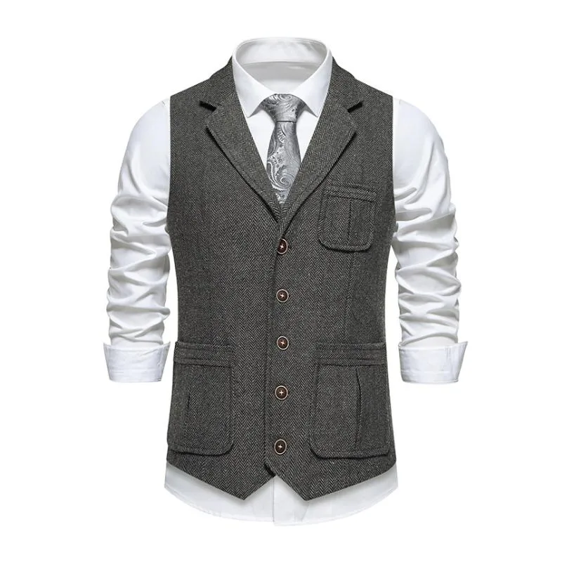 Men's Vintage Herringbone Lapel Single Breasted Suit Vest (Shirt Excluded) 77054896M sold by Manly product image thumbnail 3