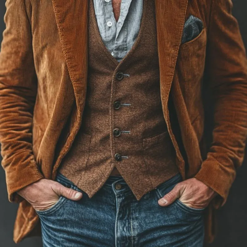 Men's Vintage Corduroy Lapel Single Breasted Blazer 07774667Y sold by Manly product image thumbnail 3