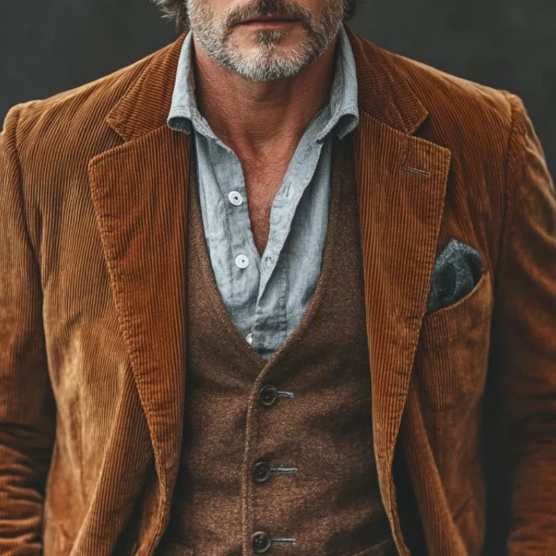 Men's Vintage Corduroy Lapel Single Breasted Blazer 07774667Y sold by Manly product image thumbnail 2