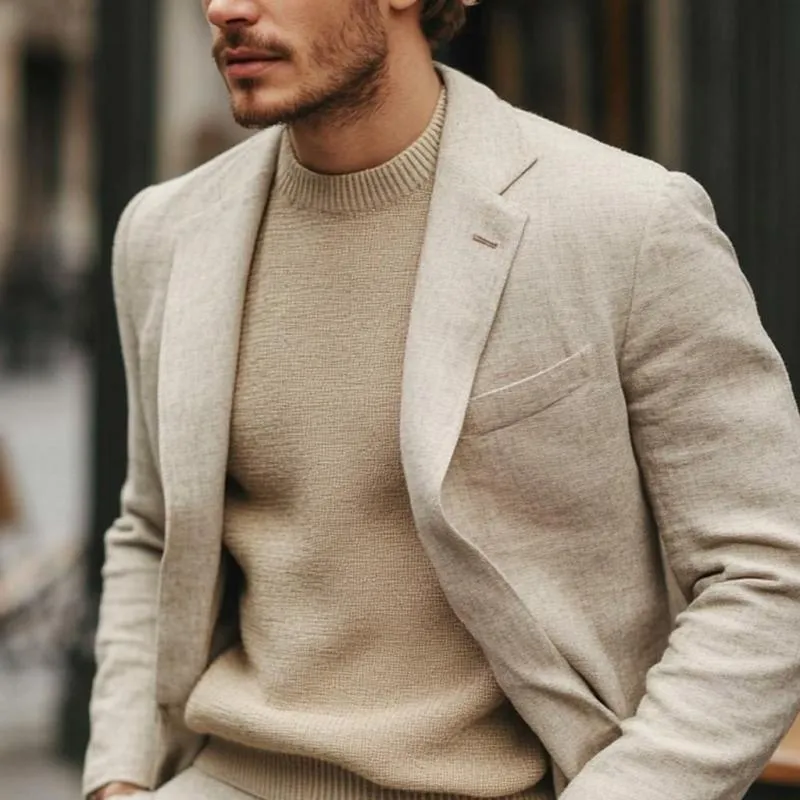 Men's Vintage Solid Color Lapel Single Breasted Blazer 70179947Y sold by Manly product image thumbnail 2