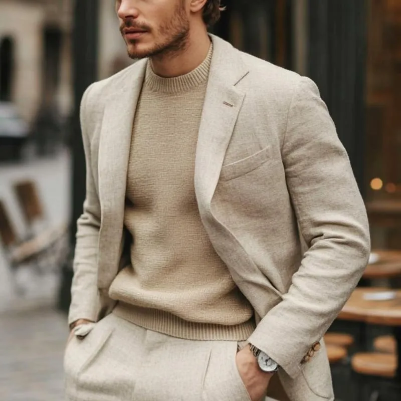 Men's Vintage Solid Color Lapel Single Breasted Blazer 70179947Y sold by Manly product image thumbnail 3