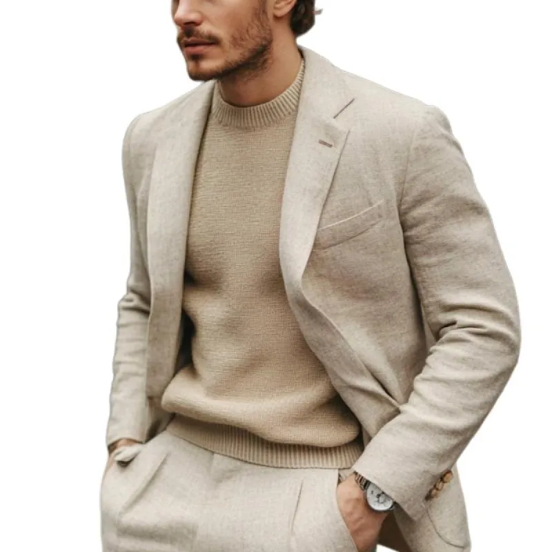 Men's Vintage Solid Color Lapel Single Breasted Blazer 70179947Y sold by Manly