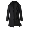 Men's Solid Color Padded Hooded Mid-Length Woolen Coat 99815270Y sold by Manly