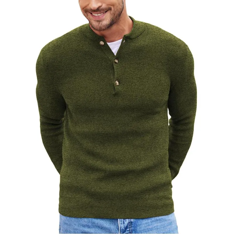 Men's Casual Solid Color Henley Collar Button Pullover Sweater 98018109Y sold by Manly product image thumbnail 5