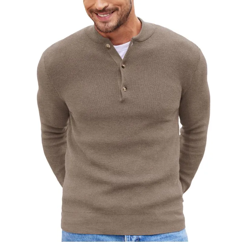 Men's Casual Solid Color Henley Collar Button Pullover Sweater 98018109Y sold by Manly product image thumbnail 3