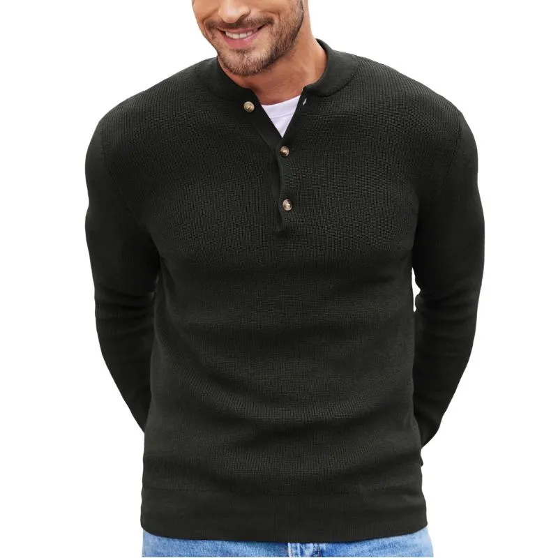 Men's Casual Solid Color Henley Collar Button Pullover Sweater 98018109Y sold by Manly product image thumbnail 4