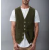 Men's Solid Corduroy Multi-Pocket Vest 18240938Y sold by Manly