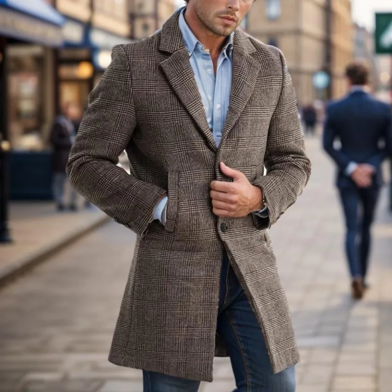 Men's Plaid Woolen Quilted Mid-Length Coat 03982232Y sold by Manly product image thumbnail 3