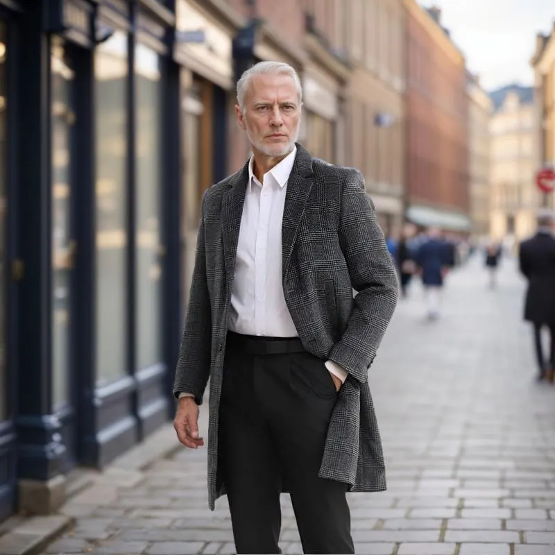 Men's Plaid Woolen Quilted Mid-Length Coat 03982232Y sold by Manly product image thumbnail 5