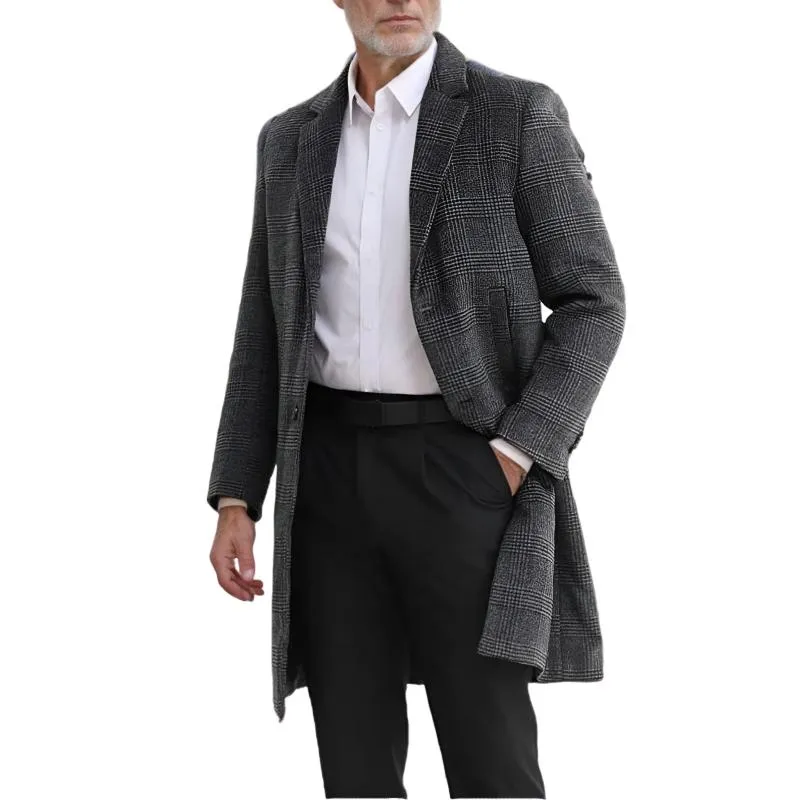 Men's Plaid Woolen Quilted Mid-Length Coat 03982232Y sold by Manly product image thumbnail 4