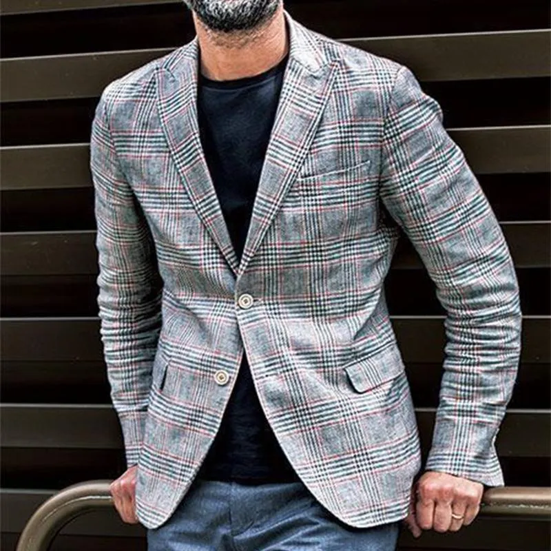 Men's Retro Casual Plaid Print Pocket Blazer 07955120TO sold by Manly product image thumbnail 2