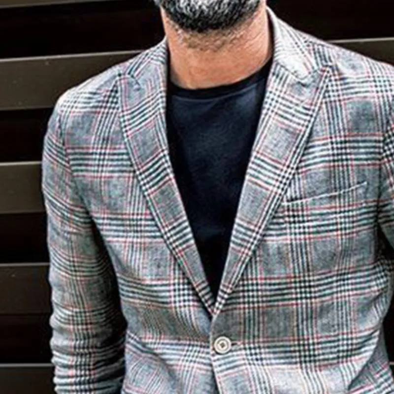 Men's Retro Casual Plaid Print Pocket Blazer 07955120TO sold by Manly product image thumbnail 3