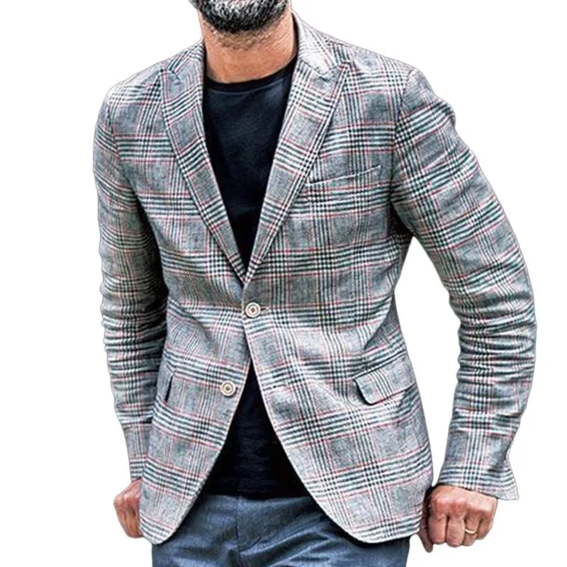 Men's Retro Casual Plaid Print Pocket Blazer 07955120TO sold by Manly