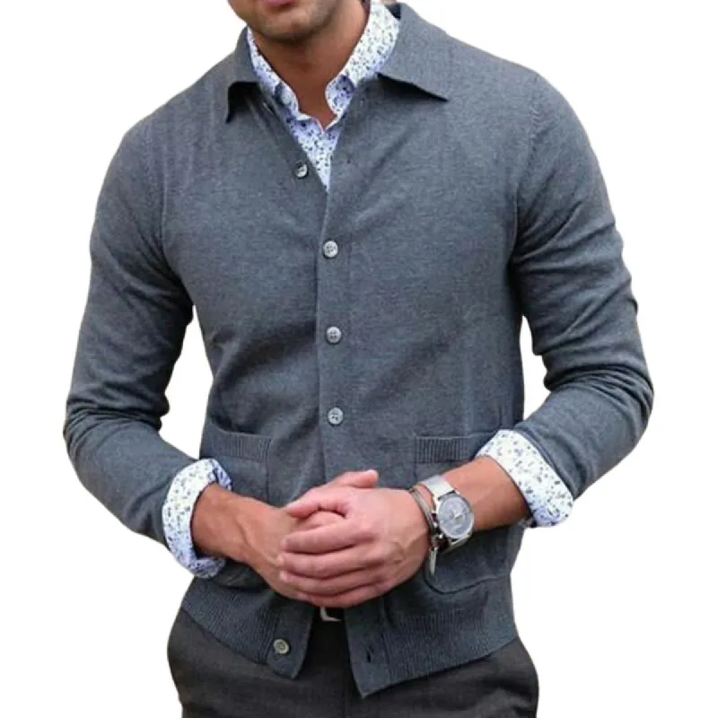 Men's Retro Casual Solid Color Pocket Sweater 12728356TO sold by Manly