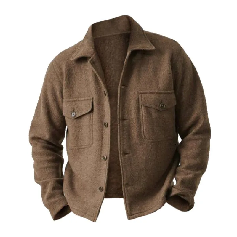 Men's Vintage Casual Tweed Pocket Lapel Jacket 50826513TO sold by Manly