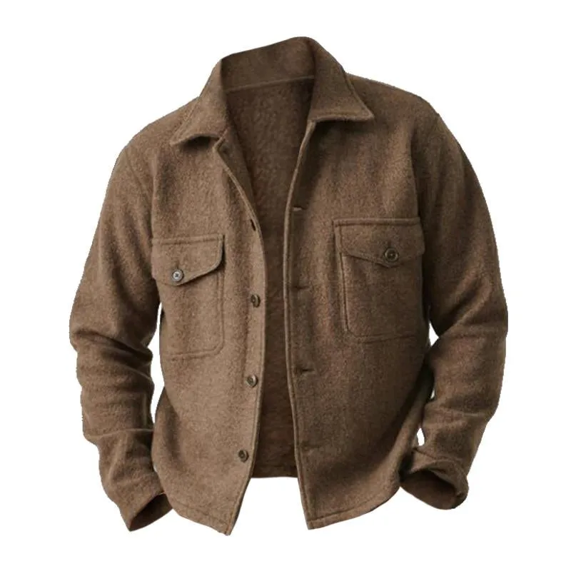 Men's Vintage Casual Tweed Pocket Lapel Jacket 50826513TO sold by Manly