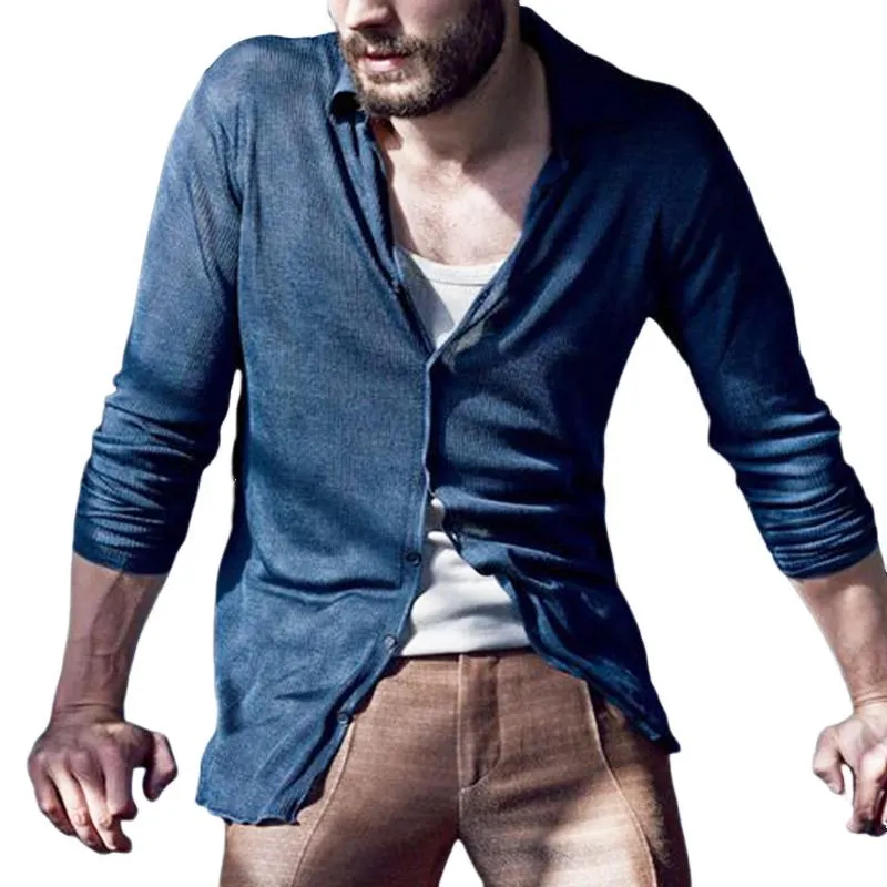 Men's Retro Casual Button Closure Long Sleeve T-Shirt 62090211TO sold by Manly