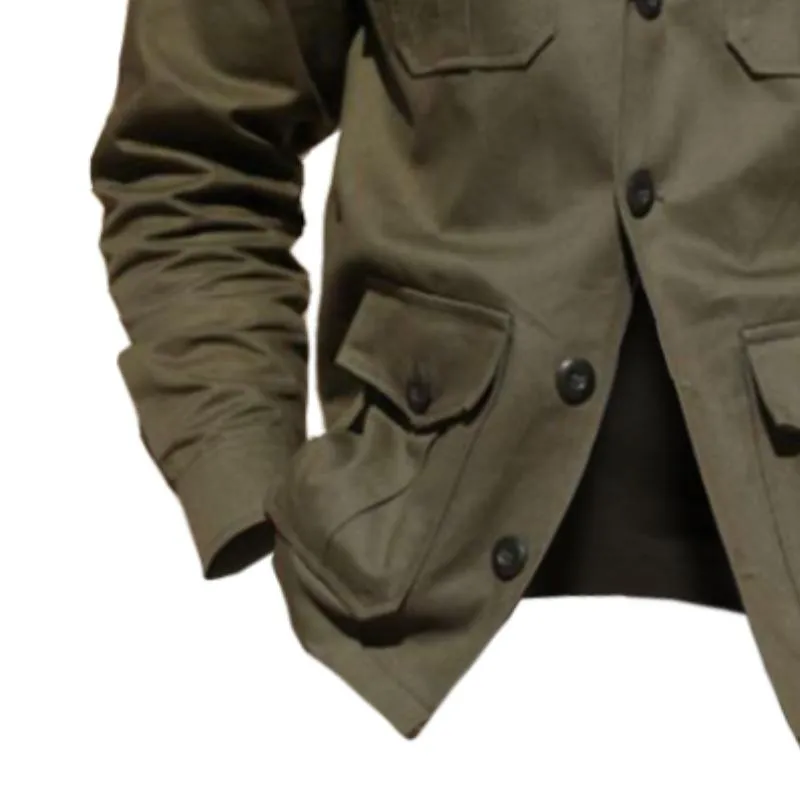 Men's Vintage Casual Solid Color Multi-Pocket Field Jacket 80908717TO sold by Manly product image thumbnail 3