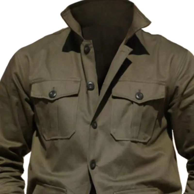 Men's Vintage Casual Solid Color Multi-Pocket Field Jacket 80908717TO sold by Manly product image thumbnail 2