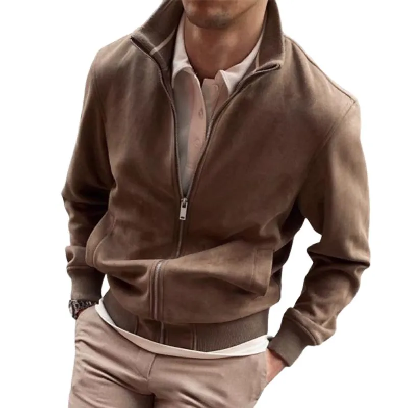 Men's Vintage Casual Solid Suede Jacket 03203367TO sold by Manly