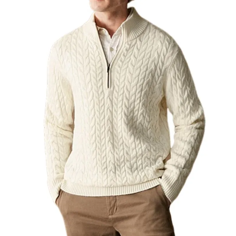 Men's Vintage Cable Zipper Turtleneck Slim Fit Pullover Sweater 19048365M sold by Manly