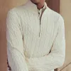 Men's Vintage Cable Zipper Turtleneck Slim Fit Pullover Sweater 19048365M sold by Manly