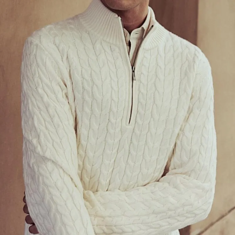 Men's Vintage Cable Zipper Turtleneck Slim Fit Pullover Sweater 19048365M sold by Manly product image thumbnail 4