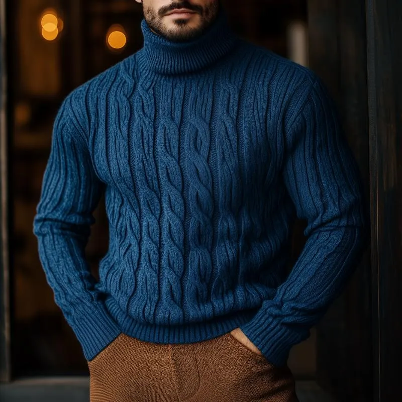 Men's Vintage Jacquard Turtleneck Slim Fit Knit Pullover Sweater 23035078M sold by Manly product image thumbnail 2
