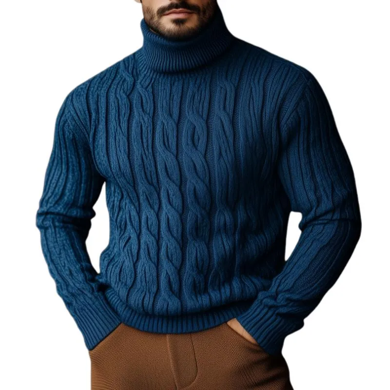 Men's Vintage Jacquard Turtleneck Slim Fit Knit Pullover Sweater 23035078M sold by Manly