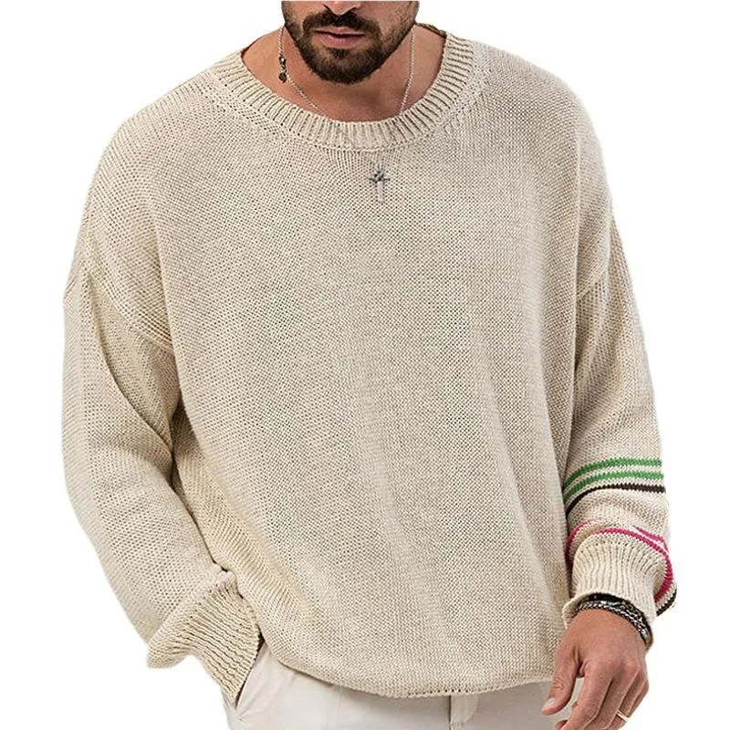 Men's Casual Round Neck Thin Loose Pullover Knitted Sweater 63905712M sold by Manly