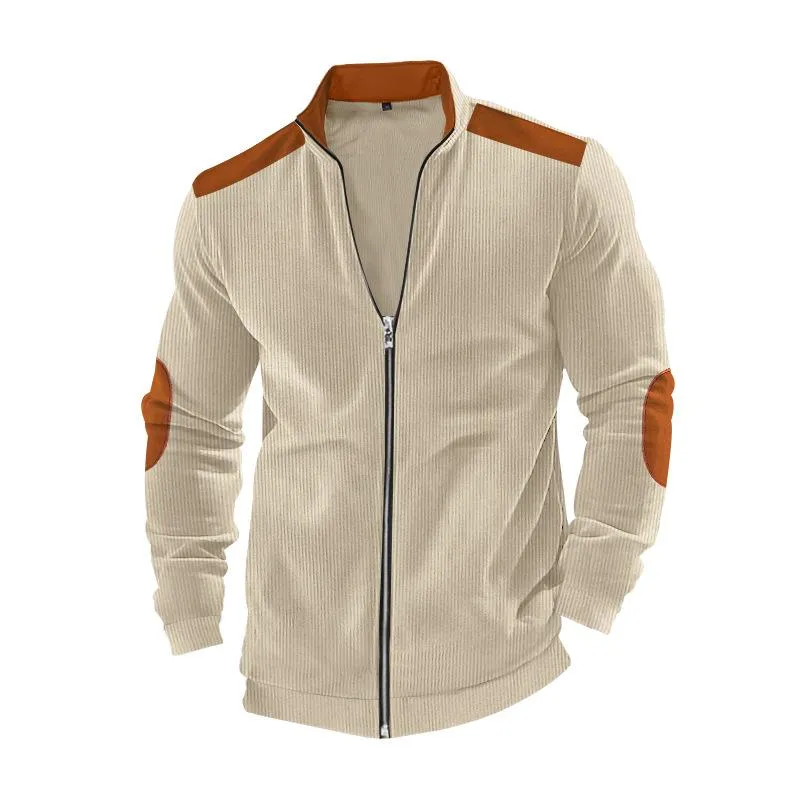 Men's Casual Corduroy Patchwork Stand Collar Zipper Long Sleeve Jacket 40639117M sold by Manly product image thumbnail 2