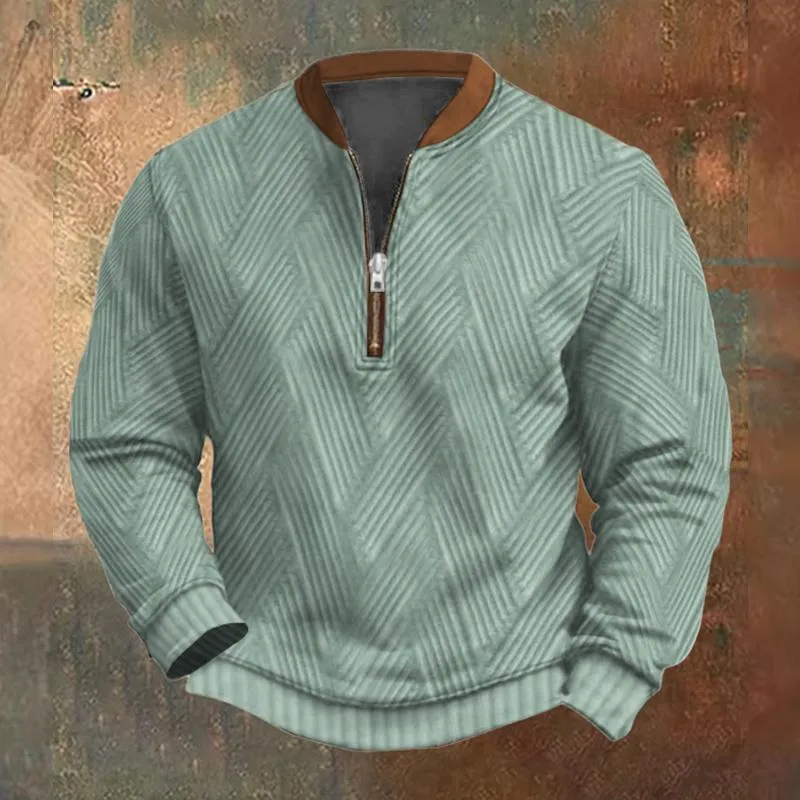 Men's Solid Color Texture Zipper Round Neck Long Sleeve Casual Sweatshirt 42032200Z sold by Manly product image thumbnail 5