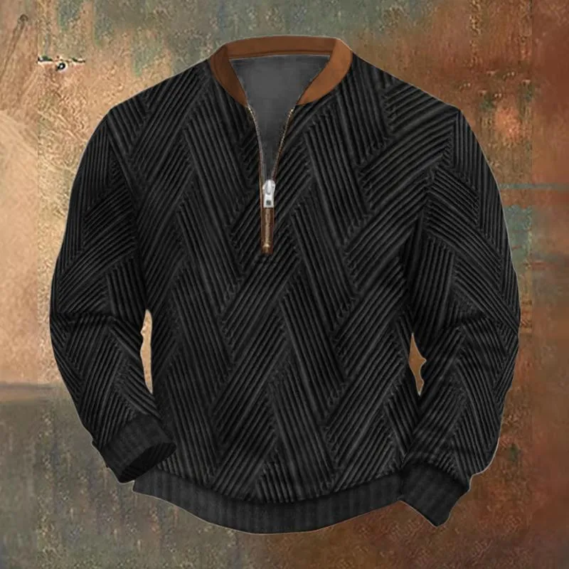 Men's Solid Color Texture Zipper Round Neck Long Sleeve Casual Sweatshirt 42032200Z sold by Manly product image thumbnail 3