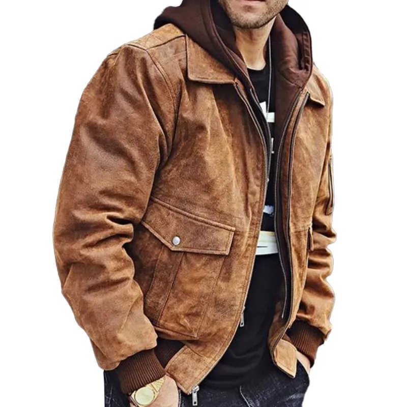 Men's Vintage Solid Suede Lapel Jacket 60483928X sold by Manly