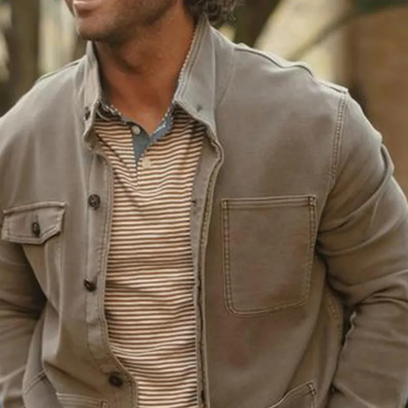 Men's Vintage Washed Multi-Pocket Stand Collar Jacket 75042539X sold by Manly product image thumbnail 3