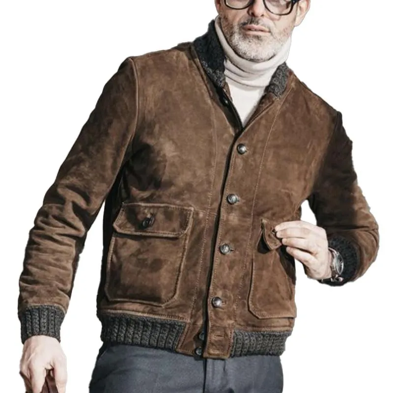 Men's Vintage Stitching Stand Collar Single Breasted Jacket 83872762X sold by Manly