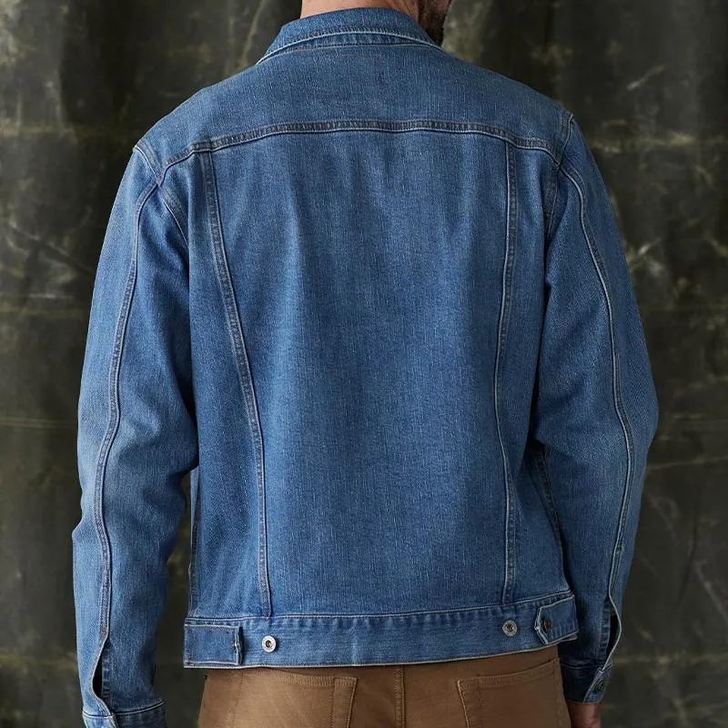 Men's Washed Vintage Lapel Denim Jacket 92838830X sold by Manly product image thumbnail 3