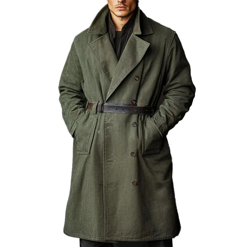 Men's Vintage Military Style Double Breasted Coat (without Belt) 89745392X sold by Manly