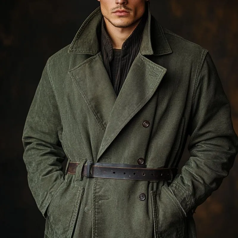 Men's Vintage Military Style Double Breasted Coat (without Belt) 89745392X sold by Manly product image thumbnail 2