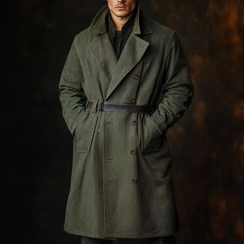 Men's Vintage Military Style Double Breasted Coat (without Belt) 89745392X sold by Manly product image thumbnail 3