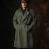 Men's Vintage Military Style Double Breasted Coat (without Belt) 89745392X sold by Manly
