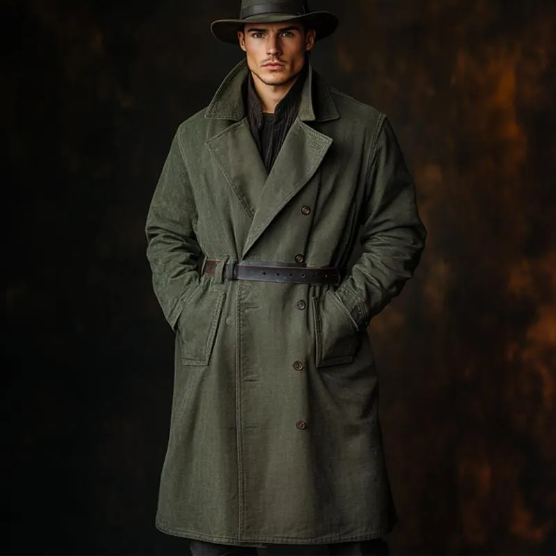 Men's Vintage Military Style Double Breasted Coat (without Belt) 89745392X sold by Manly product image thumbnail 4