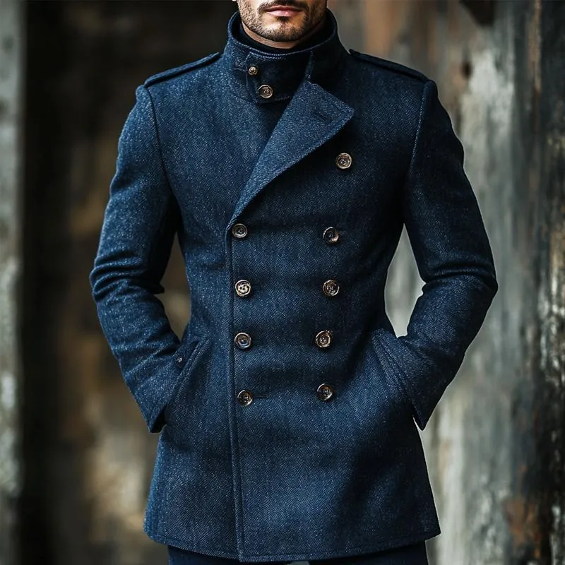 Men's Vintage Stand-collar Double-breasted Mid-length Trousers Coat 27621775X sold by Manly product image thumbnail 2