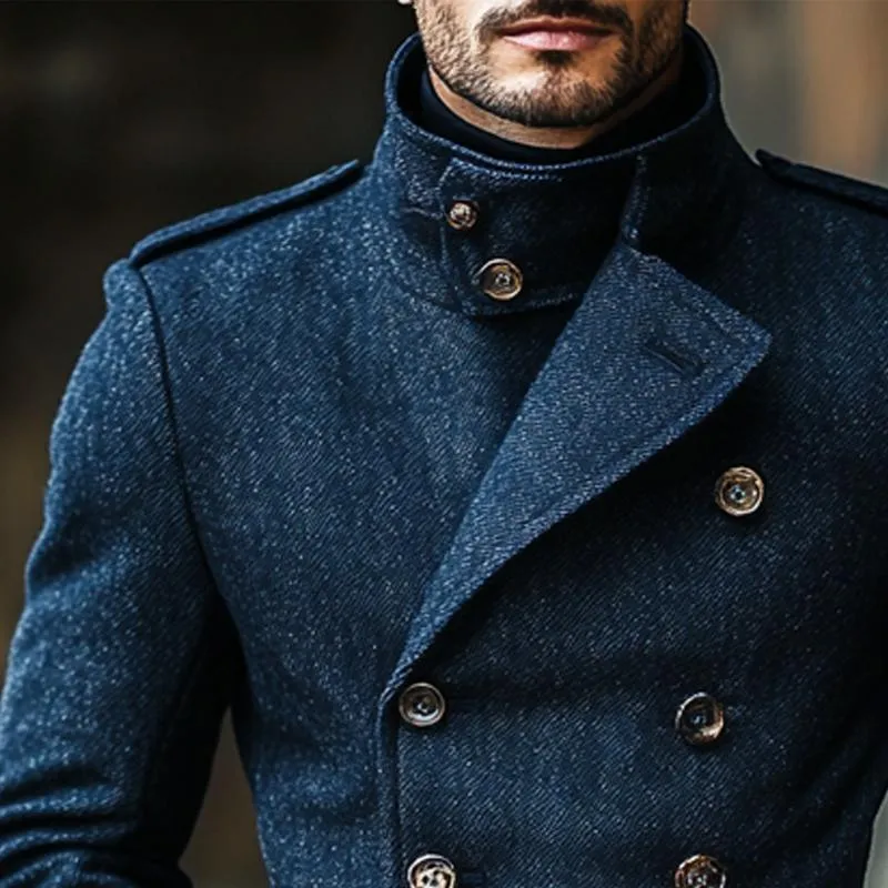 Men's Vintage Stand-collar Double-breasted Mid-length Trousers Coat 27621775X sold by Manly product image thumbnail 3