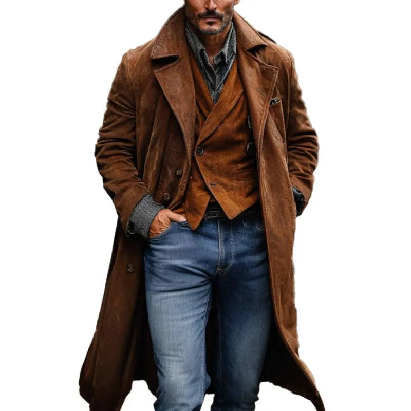 Men's Vintage Solid Single Breasted Suede Coat 72719049X sold by Manly