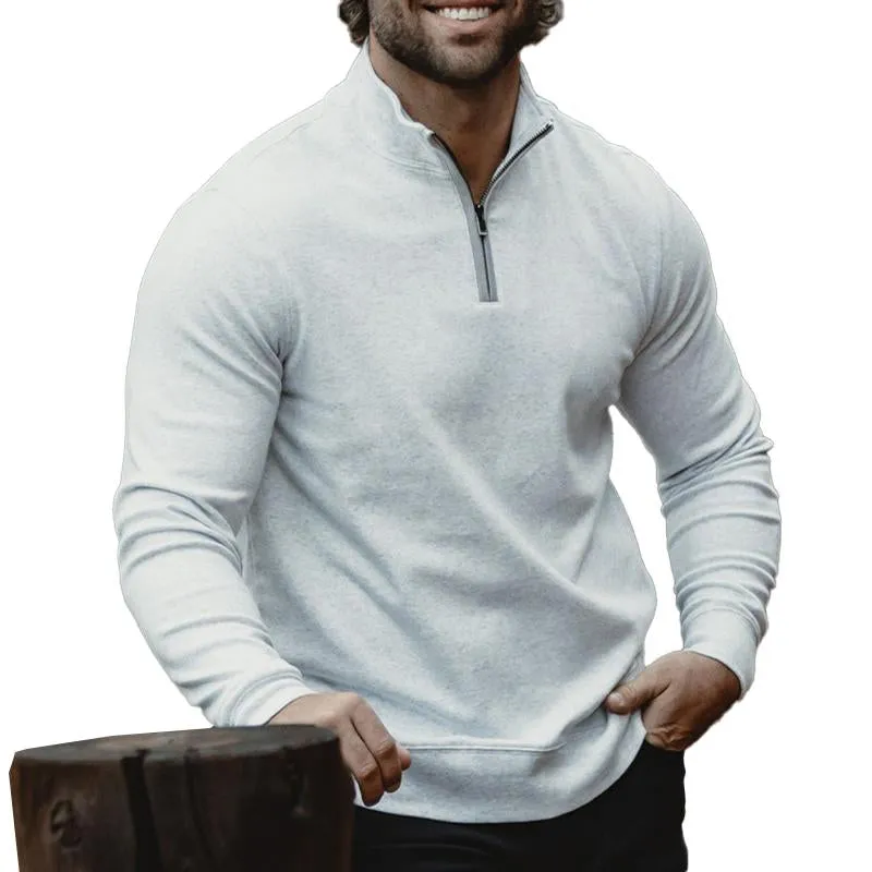 Men's Solid Half Turtleneck Cotton Blend Zip-Up Sweatshirt 84805866X sold by Manly