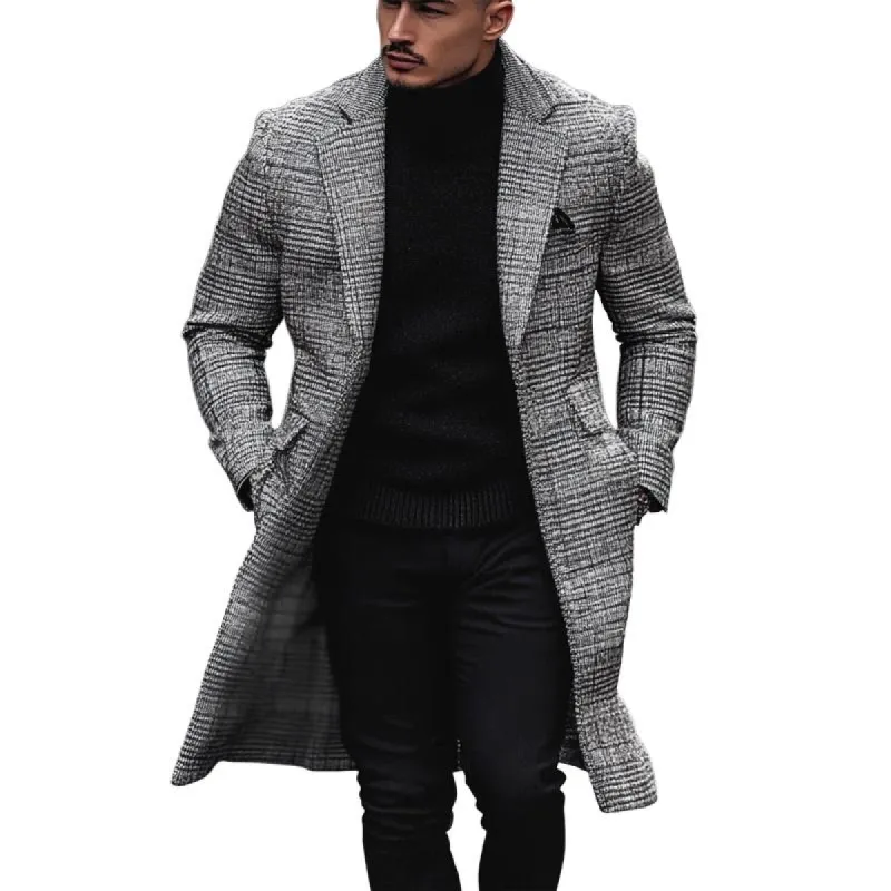 Men's Vintage Plaid Lapel Single Breasted Coat 71121922X sold by Manly