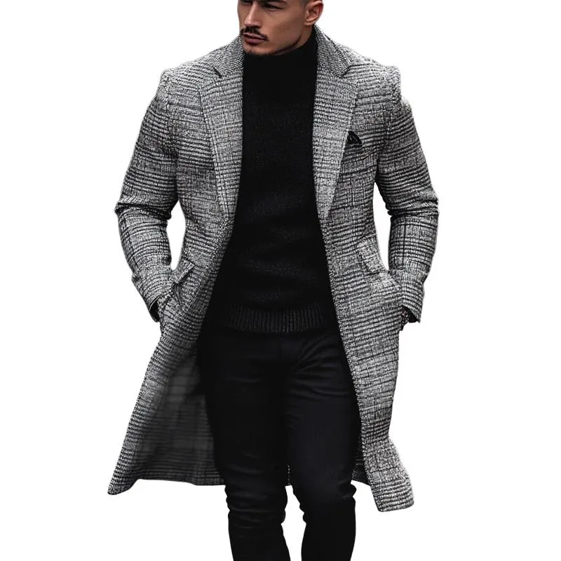 Men's Vintage Plaid Lapel Single Breasted Coat 71121922X sold by Manly